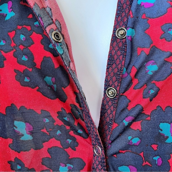 FREE PEOPLE Dopamine Boho Love Letter Oversized Flowy Red Floral Tunic Top Sz M - Picture 13 of 17